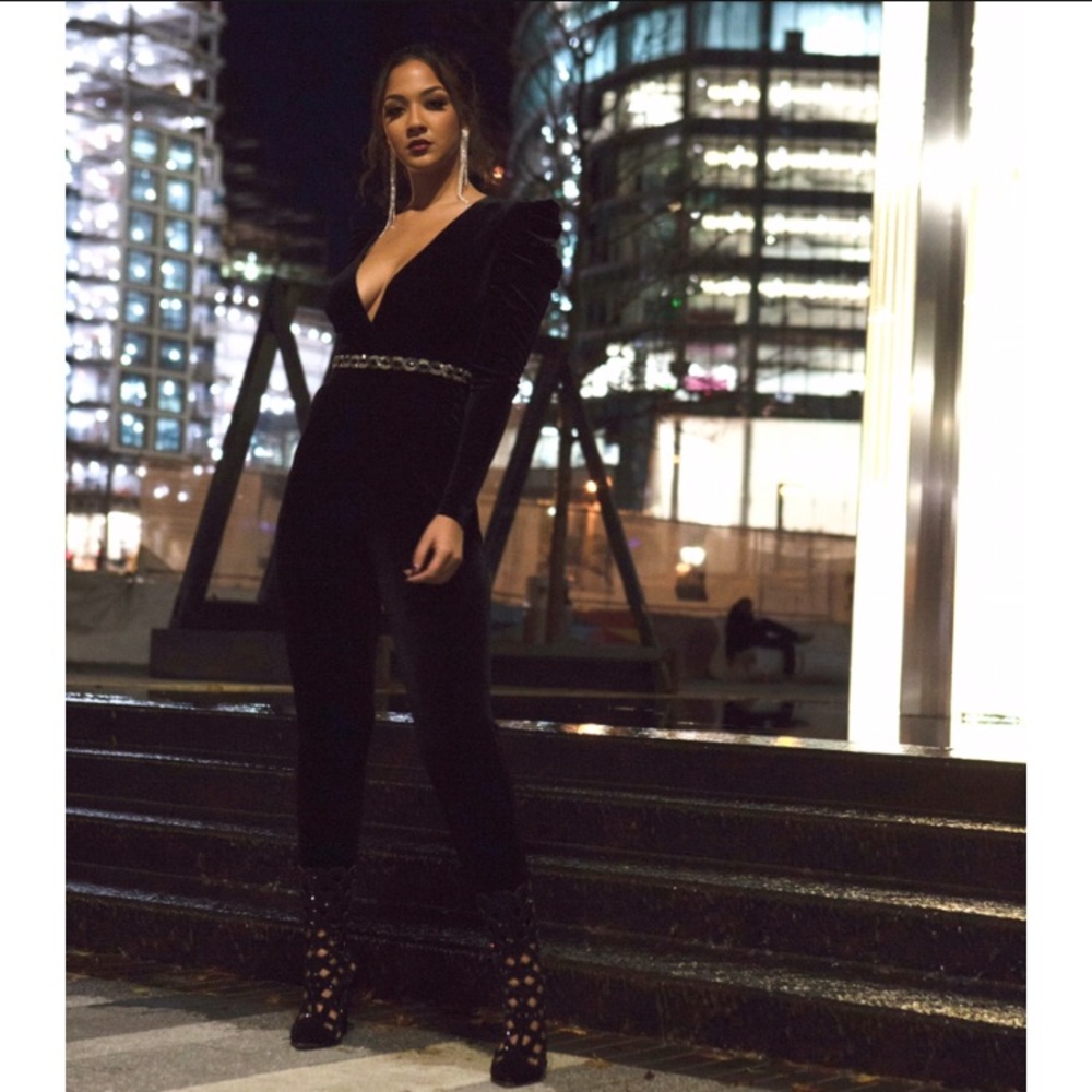 Taylor Deep V Velvet Jumpsuit